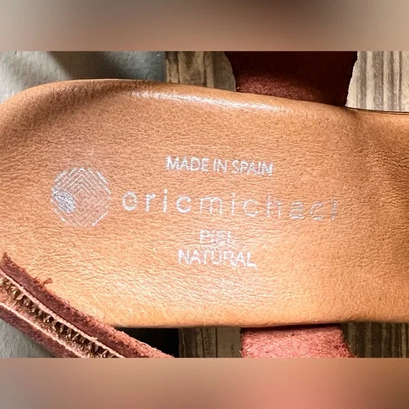 Eric Michael Leather Cutout Heel Platform Sandal 40 Spain 9.5 10 Brown Carmel - Picture 4 of 12